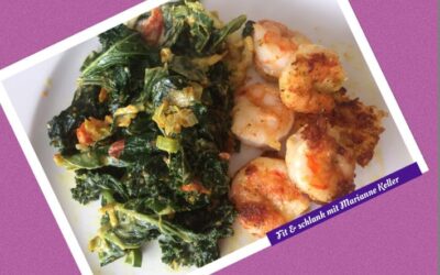 Federkohl mit Crevetten Low Carb