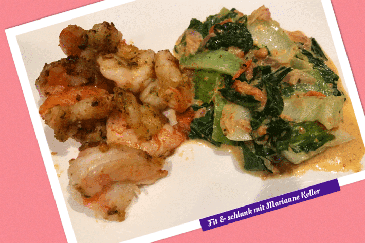 Crevetten mit Pak Choi (kohlenhydratarme Ernährung)