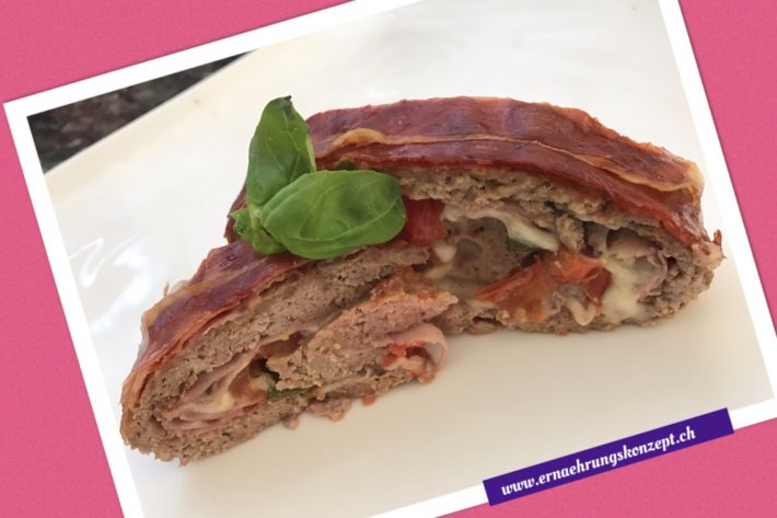 Hackbraten mit Tomaten & Mozzarella Low Carb