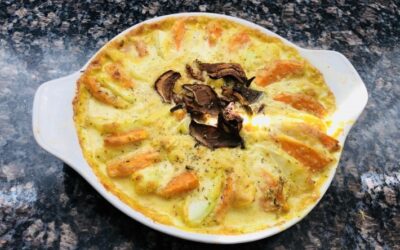 Kürbis-Kohlraben-Gratin mit Steinpilzen