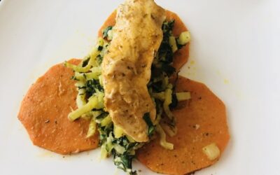 Poulet auf Krautstielbett mit Kürbis kohlenhydratarm