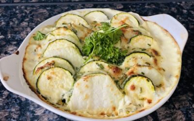 Zucchini-Kohlraben-Gratin low carb und vegetarisch