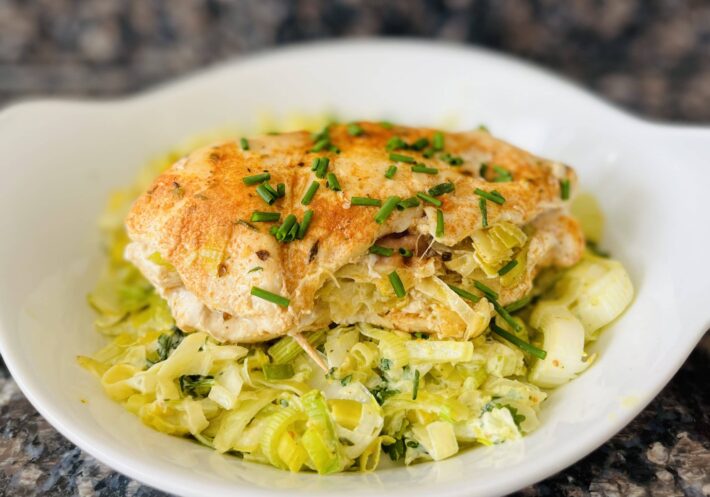 Gefüllte Pouletbrust mit Lauch und Rohschinken