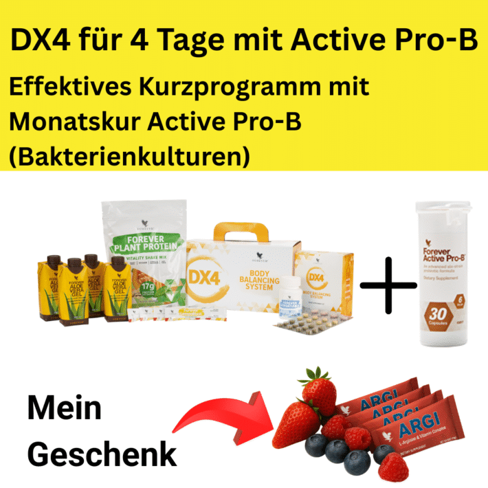 3. DX4 für 4 Tage mit Monatskur Active Pro-B / Schnelles und tiefes Programm inkl. Darm