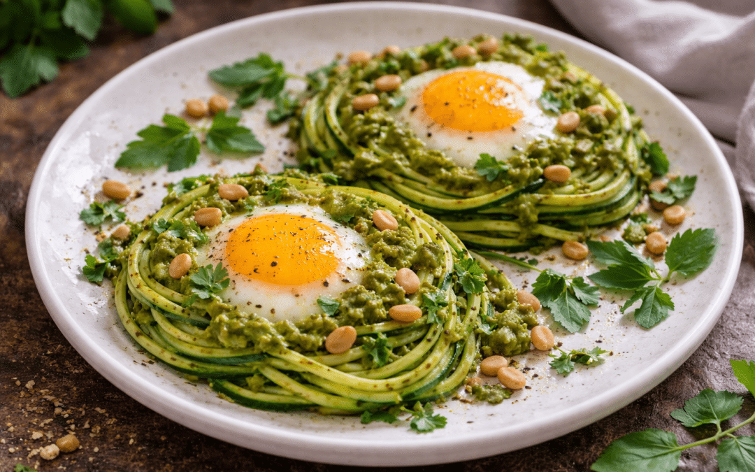 Zucchini-Nest mit Ei Low Carb