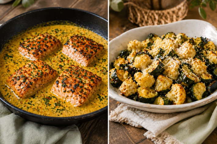 Low Carb Rezept Lachs mit Gemüse