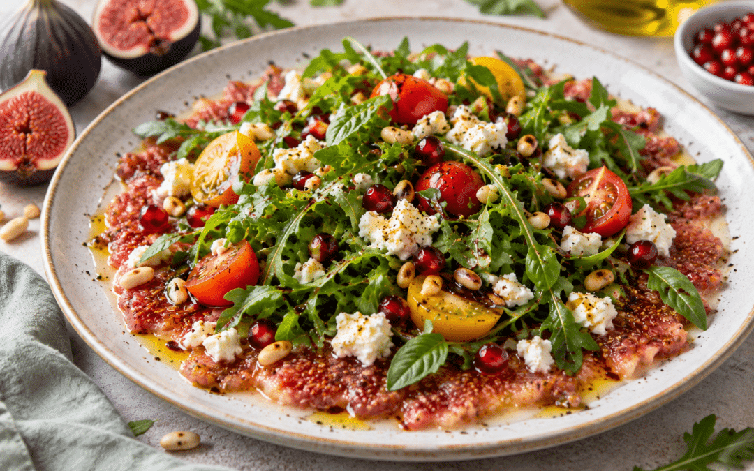 Low Carb Feigen-Carpaccio mit Rucola & Feta vegetarisch