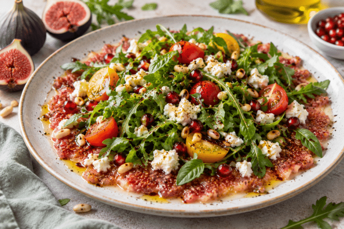 Low Carb Feigen-Carpaccio mit Rucola & Feta vegetarisch